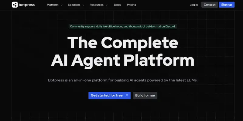Homepage For Botpress