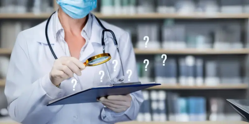 Doctor Checking Ipad For Disease Diagnosis Doctor Diagnosing Disease