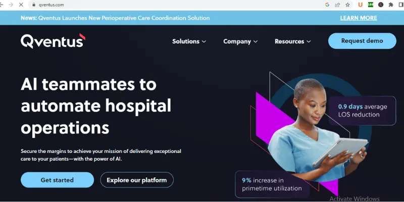 Homepage Of Qventus Qventus AI Company Website Look
