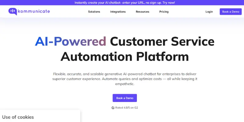 Homepage For Kommunicate