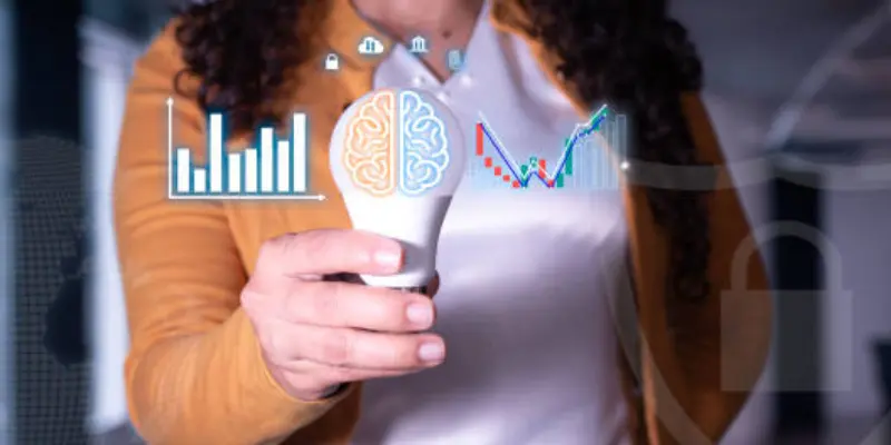 Lady With A Bulb Highlighting Changing Trends A Woman Holding Bulb