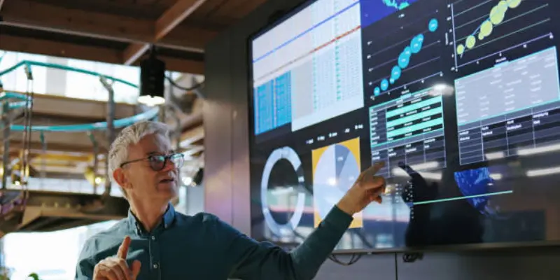 Man Explaining Ai In Healthcare Stock Market A main explaining stock marketing