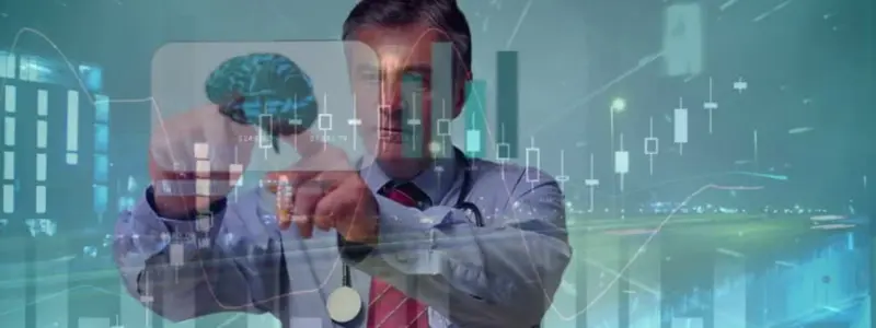 Man Visualizing Healthcare Ai Boom A man looking at Healthcare stock marketing