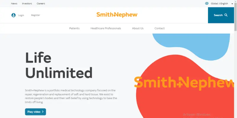 Smith + Nephew  AI Company website homepage